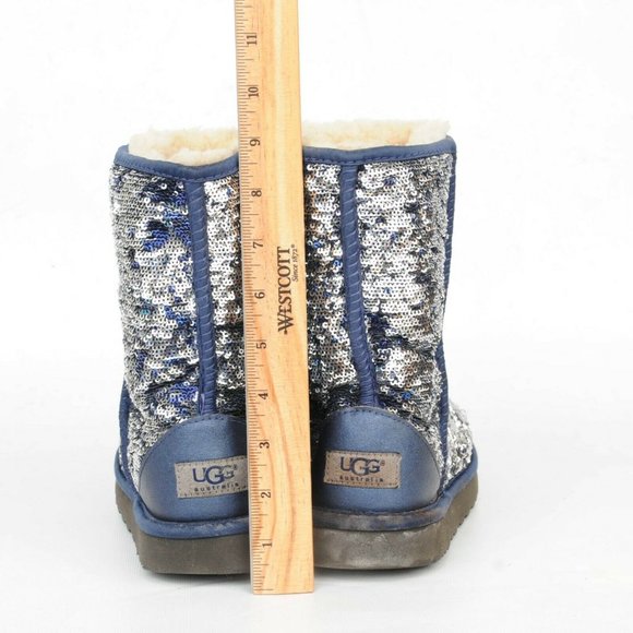 UGG Australia Classic Short Blue Sparkle Sequin Sherpa Boots Womens 7 1002765 - Picture 11 of 12